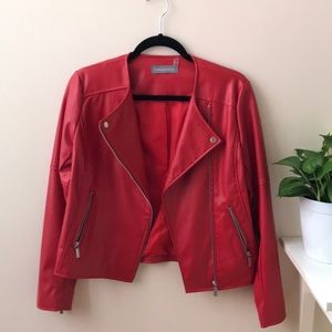 NWOT Red Faux Leather Jacket